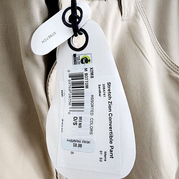 NEW Prana Stretch Zion Durable Convertible Men's Tan Cargo Pants Sandbar Tan - Picture 11 of 14